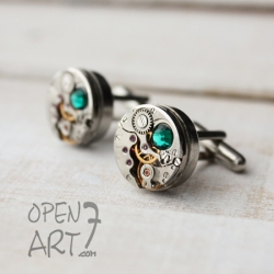Steampunk копчета за ръкавели с кристали Swarovski 61